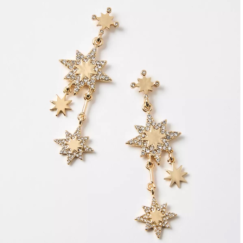 LOFT Gold Starburst Dangle Earrings